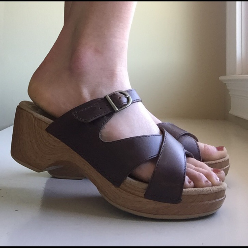 DANSKO brown leather clogs